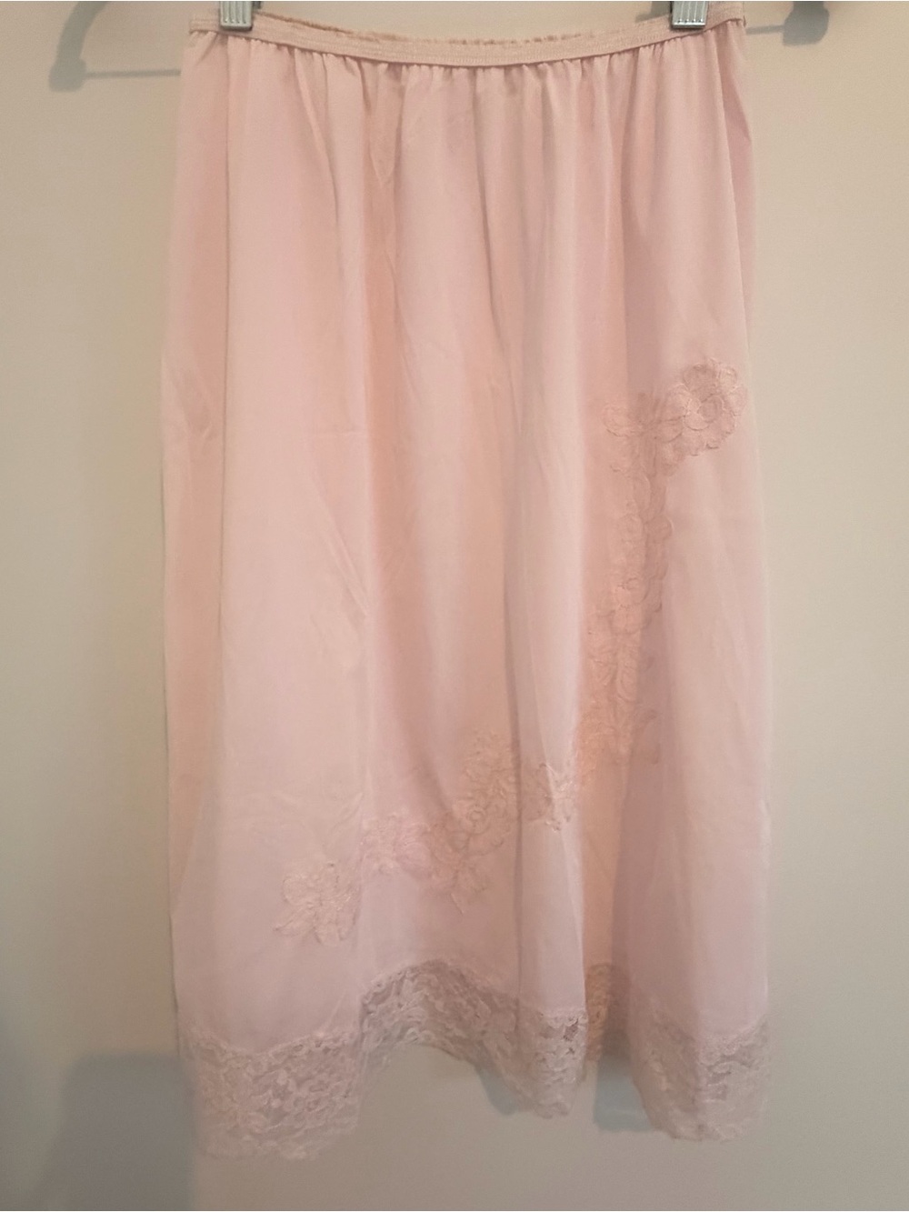 Vintage 80s Made in USA Blush Pink Lace Half Slip Skirt Romantic Cottagecore Lar